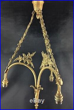 Ancien (art nouveau) Lustre bronze 3 branches Fin XIXème-début XXème
