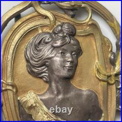 Ancien boucle ceinture Laiton Doré Art Nouveau Violettes Antique Belt Buckle