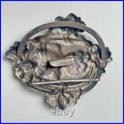 Ancien boucle ceinture Laiton Doré Art Nouveau Violettes Antique Belt Buckle