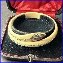 Ancien bracelet jonc serpent Art Nouveau Bakelite Celluloïd strass diamants