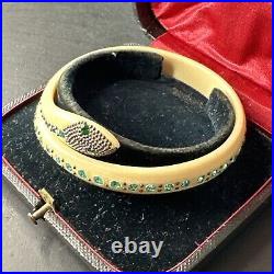 Ancien bracelet jonc serpent Art Nouveau Bakelite Celluloïd strass diamants