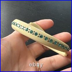 Ancien bracelet jonc serpent Art Nouveau Bakelite Celluloïd strass diamants