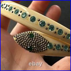 Ancien bracelet jonc serpent Art Nouveau Bakelite Celluloïd strass diamants
