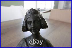 Ancien buste de femme en bronze époque art nouveau