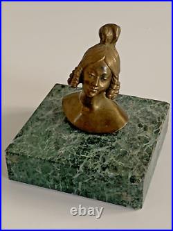 Ancien buste en bronze femme Art Nouveau Art Deco