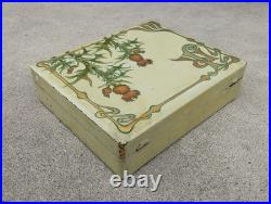 Ancien coffret nécessaire toilette chaussures DUPONT art nouveau chardon peint