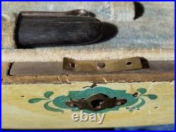 Ancien coffret nécessaire toilette chaussures DUPONT art nouveau chardon peint