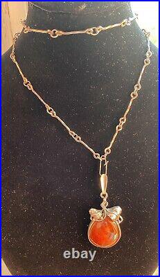 Ancien collier en argent et ambre Art Nouveau old necklace