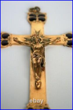 Ancien crucifix croix pectorale verre Art nouveau Antique pectoral cross
