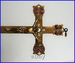 Ancien crucifix croix pectorale verre Art nouveau Antique pectoral cross