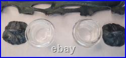 Ancien encrier art nouveau regule, etain vert fleurs jugendstil 1900