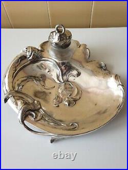 Ancien encrier métal inkwell inkstand tintenfass WMF art nouveau jugendstil