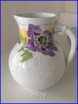 Ancien ensemble de toilette art nouveau faïence K et G Lunéville /pavots mauves