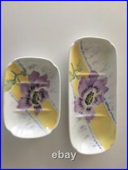 Ancien ensemble de toilette art nouveau faïence K et G Lunéville /pavots mauves