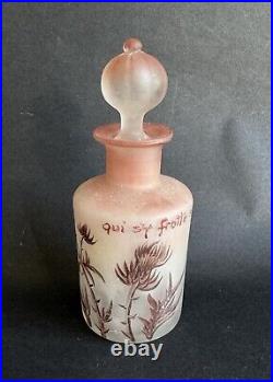 Ancien flacon de parfum pâte de verre signé Vessiere Nancy chardons Art Nouveau