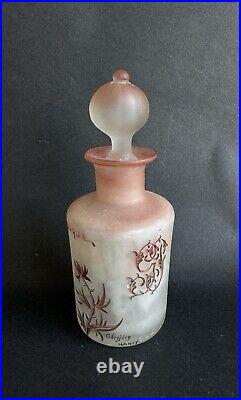 Ancien flacon de parfum pâte de verre signé Vessiere Nancy chardons Art Nouveau