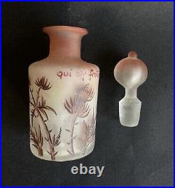 Ancien flacon de parfum pâte de verre signé Vessiere Nancy chardons Art Nouveau