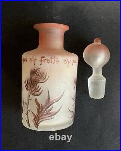 Ancien flacon de parfum pâte de verre signé Vessiere Nancy chardons Art Nouveau