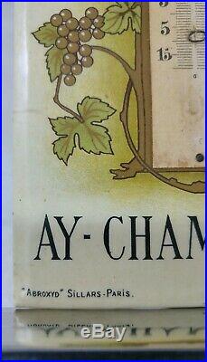 Ancien glaçoide carton publicitaire CHAMPAGNE Louis ROYER Art-nouveau 1900