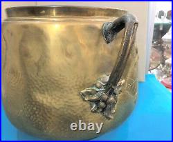 Ancien grand cache pot ART NOUVEAU en bronze et laiton 1900 Décor Plante Fleurs