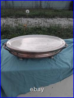 Ancien grand chauffe-plat, christofle métal argenté dessous de plat Art Nouveau