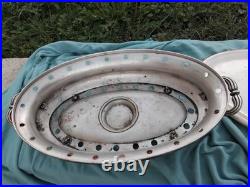 Ancien grand chauffe-plat, christofle métal argenté dessous de plat Art Nouveau