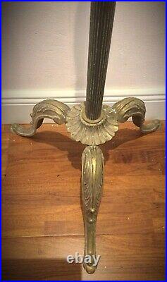Ancien grand pied de lampe art nouveau décors chargés tête bélier bronze laiton