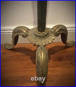 Ancien grand pied de lampe art nouveau décors chargés tête bélier bronze laiton