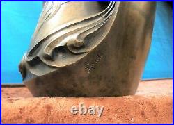 Ancien grand vase ART NOUVEAU en régule patiné bronze signé LONDE 40 cm TB état