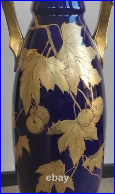 Ancien grand vase signé Gustave Hash Hache porcelaine ART NOUVEAU Tours 1900