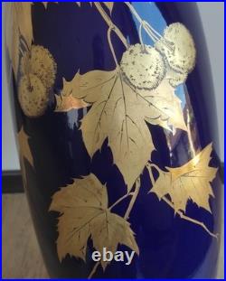 Ancien grand vase signé Gustave Hash Hache porcelaine ART NOUVEAU Tours 1900