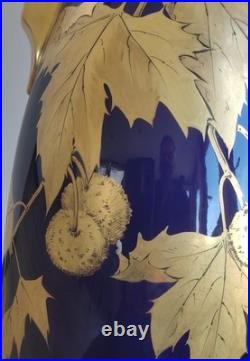 Ancien grand vase signé Gustave Hash Hache porcelaine ART NOUVEAU Tours 1900