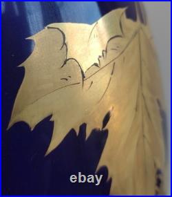 Ancien grand vase signé Gustave Hash Hache porcelaine ART NOUVEAU Tours 1900