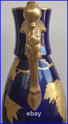 Ancien grand vase signé Gustave Hash Hache porcelaine ART NOUVEAU Tours 1900 Ancien grand vase signé Gustave Hash Hache porcelaine ART NOUVEAU Tours 1900