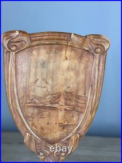 Ancien miroir de toilette voyage style Nouille ART NOUVEAU bois sculpté 1900