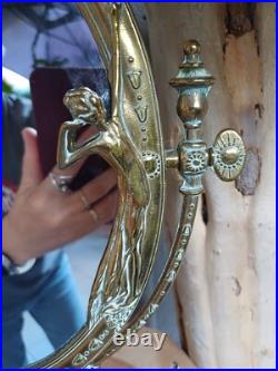 Ancien miroir psyché ovale style art nouveau