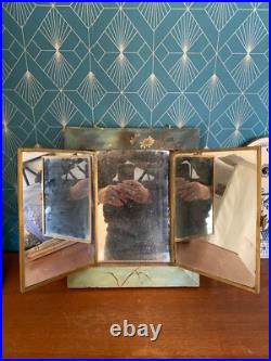 Ancien miroir triptyque, art nouveau, décors Japonisant, XIXème 1876, en bois Ancien miroir triptyque, art nouveau, décors Japonisant, XIXème 1876, en bois