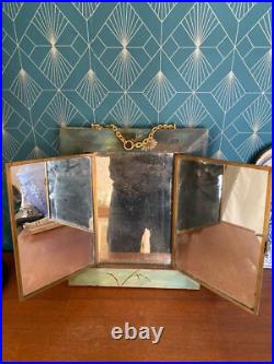 Ancien miroir triptyque, art nouveau, décors Japonisant, XIXème 1876, en bois Ancien miroir triptyque, art nouveau, décors Japonisant, XIXème 1876, en bois