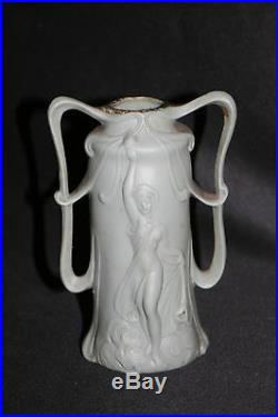 Ancien petit vase en wedgwood vert décor danseuse antique art nouveau