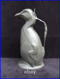 Ancien pichet carafe zoomorphe pingouin en étain Kayserzinn art nouveau n°4433