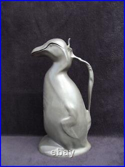 Ancien pichet carafe zoomorphe pingouin en étain Kayserzinn art nouveau n°4433