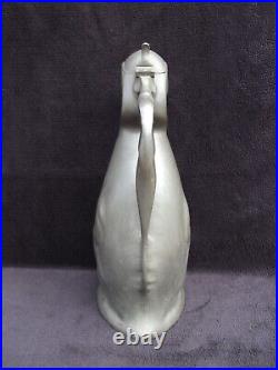 Ancien pichet carafe zoomorphe pingouin en étain Kayserzinn art nouveau n°4433