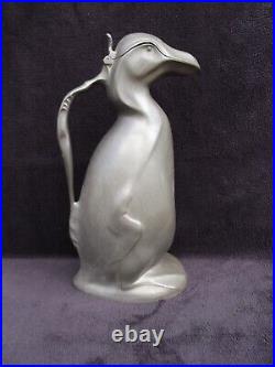 Ancien pichet carafe zoomorphe pingouin en étain Kayserzinn art nouveau n°4433