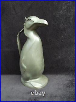 Ancien pichet carafe zoomorphe pingouin en étain Kayserzinn art nouveau n°4433