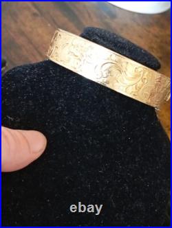 Ancien plaqué or bracelet Art Nouveau 1900 jonc, décor gravé, en plaqué or
