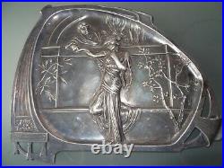 Ancien plat en métal argenté signé WMF style Jugendstil art nouveau 1890 1919