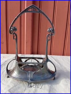 Ancien porte condiments huile/vinaigre art nouveau 1900 JUVENTA PRIMA METAL