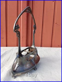 Ancien porte condiments huile/vinaigre art nouveau 1900 JUVENTA PRIMA METAL