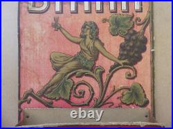 Ancien porte courrier BYRRH carton Bacchus art nouveau quinquina raisin pub