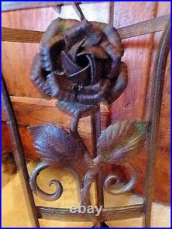 Ancien porte-parapluie/porte-canne d'angle en fer forgé Art Nouveau-motif floral